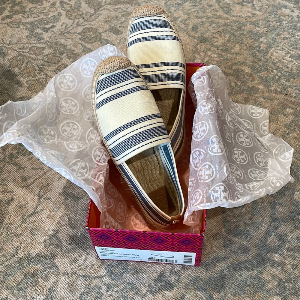 Tory Burch Awning Stripe Elastic Espadrille
